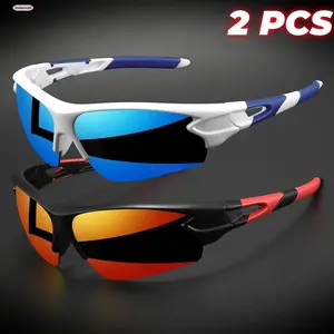 Men's 2PCS Semi-Rimless Wraparound Auto-Wrap Fashion Sunglasses, Lightweight Unisex Eyewear with UV400 Fog-Free Lenses, for Cycling, Hiking, Borderless Demi Accessories, Auto-Wrap Men's Sunglasses, Borderless Men's Sunglasses