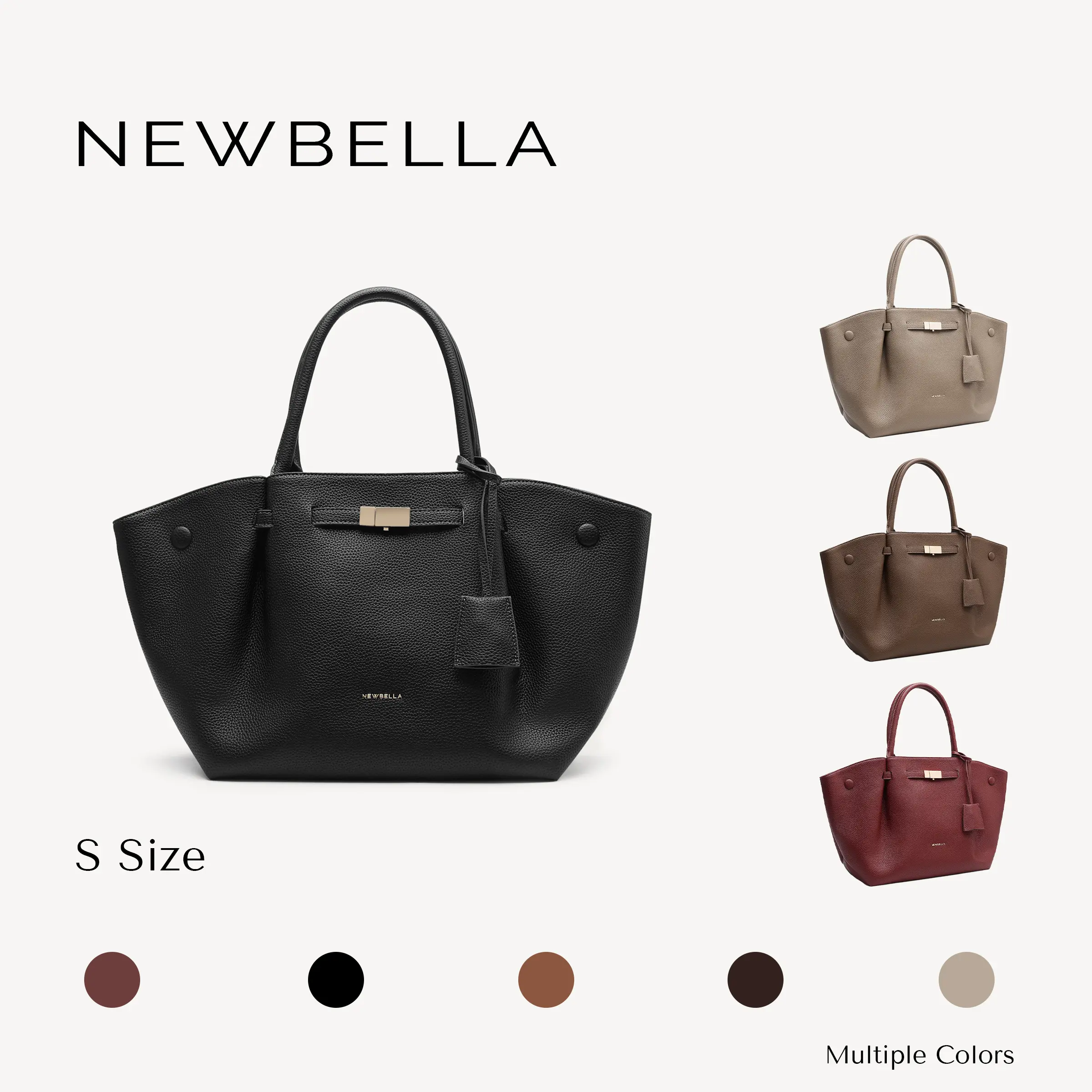 NEWBELLA Marella S Top Handle PU Leather Tote for Women - Collapsible Work & Everyday Bag with Magnetic Lock, Fits 11" Tablet