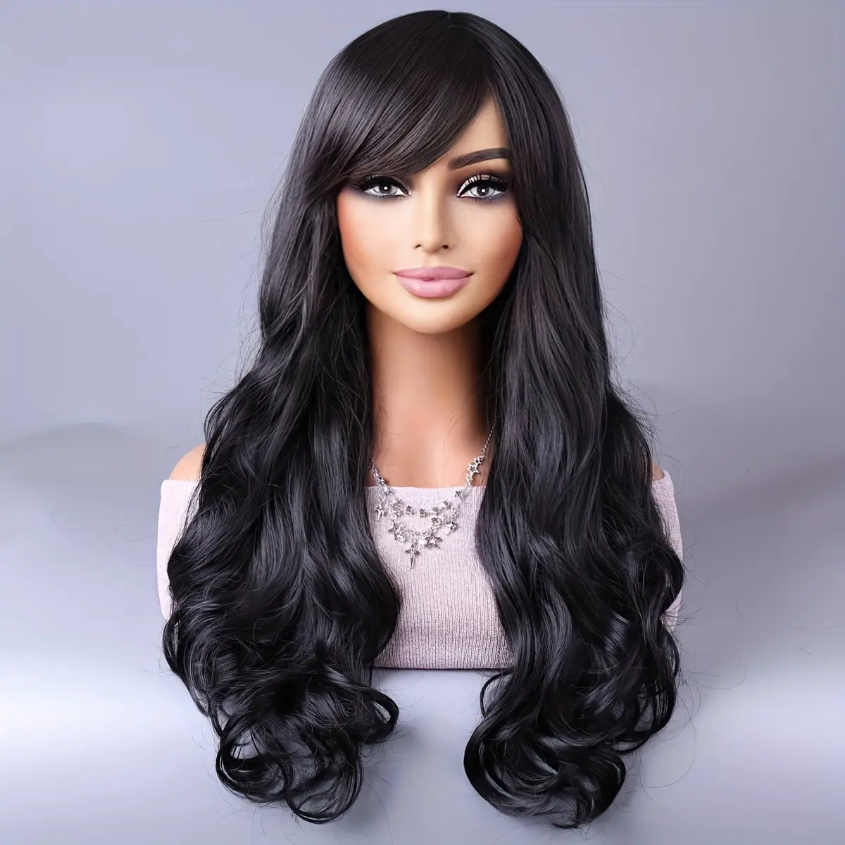 Women Long Big Wavy Wig, Fluffy Loose Curly Synthetic Full Wig, Natural Looking Daily Cosplay Hair Wigs