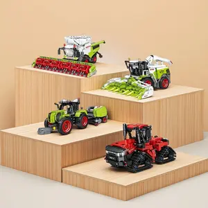800pcs Farm Series Tractor Harvester Model Building Blocks DIY Adult Decorative Home Decoration Gift Set Unisex Building Block Sets