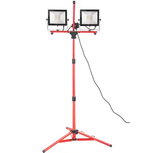 VEVOR LED Work Light with Stand, TikTokShopBlackFriday, 5000 Lumen Dual-head LED Work Light with 27.6\"-68.1\" Adjustable and Foldable Tripod Stand, IP65 Waterproofed LED Tripod Work Light, with 5000 Kelvin Color Temperatur