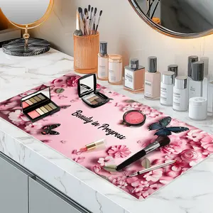 Dual-Sided Waterproof Synthetic Leather Makeup Mat for Desk, Makeup Station, Crafts, Multi-Use Scratch & Stain Resistant Surface Protector Pad