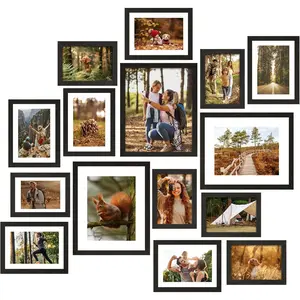 Fixwal Picture Frames Set, 15 Pack Black Picture Frames Collage Wall Decor for Assorted Photos, Three 8x10, Six 5x7, Six 4x6 for Wall Hanging or Tabletop Display