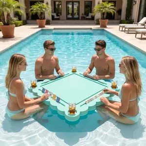 American Style Tile Game Practice Board, Multi-Use Floating Game Mat with Built-in Cup Slots & Card Grooves, Suitable for Charleston Rule Tile Drills, Table Accessory for Single & Four-Player Leisure Game, Ideal for Tournament Skill Training.