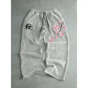 Men's Multi-Color Casual Sweatpants, Loose Fit, Gothic Print, Drawstring Waist, Comfortable Street Style, Ideal for Daily Wear, Sports, Parties