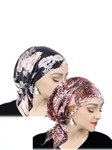 Colorful Print Triangle Hat Scarf Set, Headscarf, Hooded Pirate Cap, Cloth Hat, Turban, Turban Wrap, 2 Piece Fashion Accessory, Suitable for Various Occasions