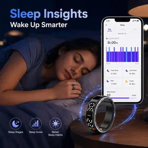 【Flash Fast】Only 10 Left SR08 Smart Ring HR Blood Oxygen Sleep Fitness Tracker Screen Lightweight Rechargeable Bluetooth for Health & TikTok Control for Fitness Enthusiasts & Gift Seekers
