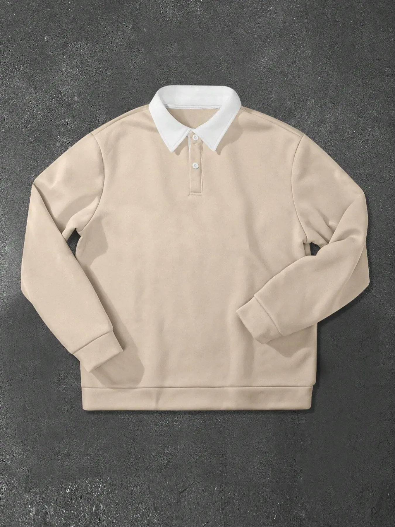 Men's Solid Half Button Polo Sweatshirt, Casual Fashion Sweatshirt, Aesthetic Regular Fit Classic Casual Breathable Long Sleeve Collared Pullover for Fall & Winter, Men's Clothes for Daily Wear, Menswear