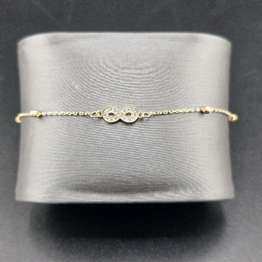 14k Gold Infinity Bracelet, Adjustable Size 7-8, Everyday Wear Jewelry Accessory