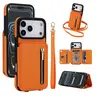 Blocking Zipper Wallet Crossbody Case for iPhone 18 Pro Max 17 16 15 14 13 Pro Max with Card Slots Wrist Strap Kickstand and Shockproof Protection