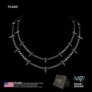 Dark Night Black Panther Same Style Full Diamond Hip Hop Tennis Necklace Unisex Hypoallergenic Fashion Street Trend Style Accessories Birthday Anniversary Gift Luxury Jewelry Necklace Moissanite Cuban Chain Minimalist Chain