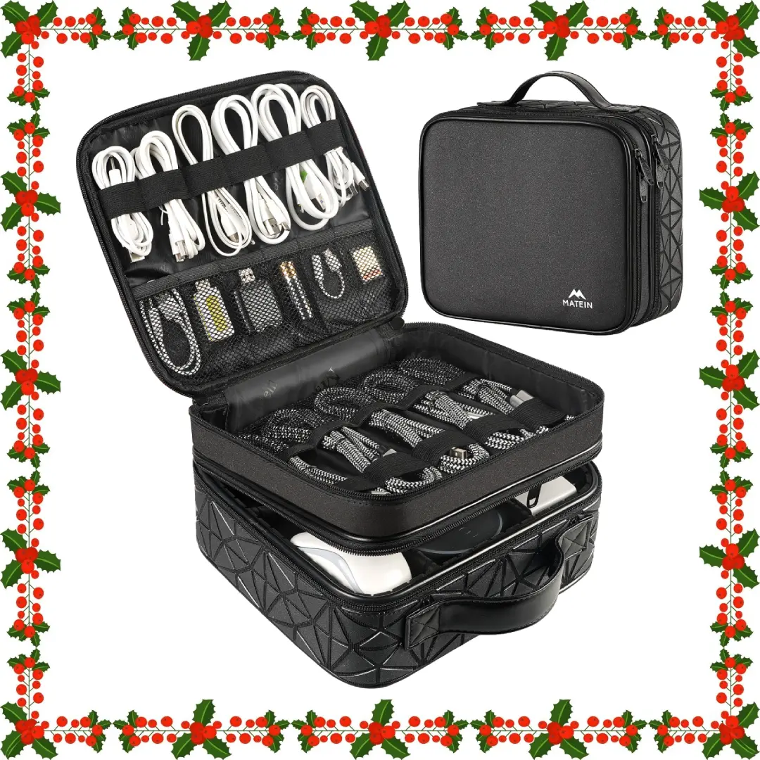 【Back To School】Travel Essentials Bag Double-Layer Cord Organizer, Travel Organization Pouch with Zipper Pouches for DJs & Musicians, Shockproof Adjustable Divider Bag for Cables & Audio Accessories Summervibes