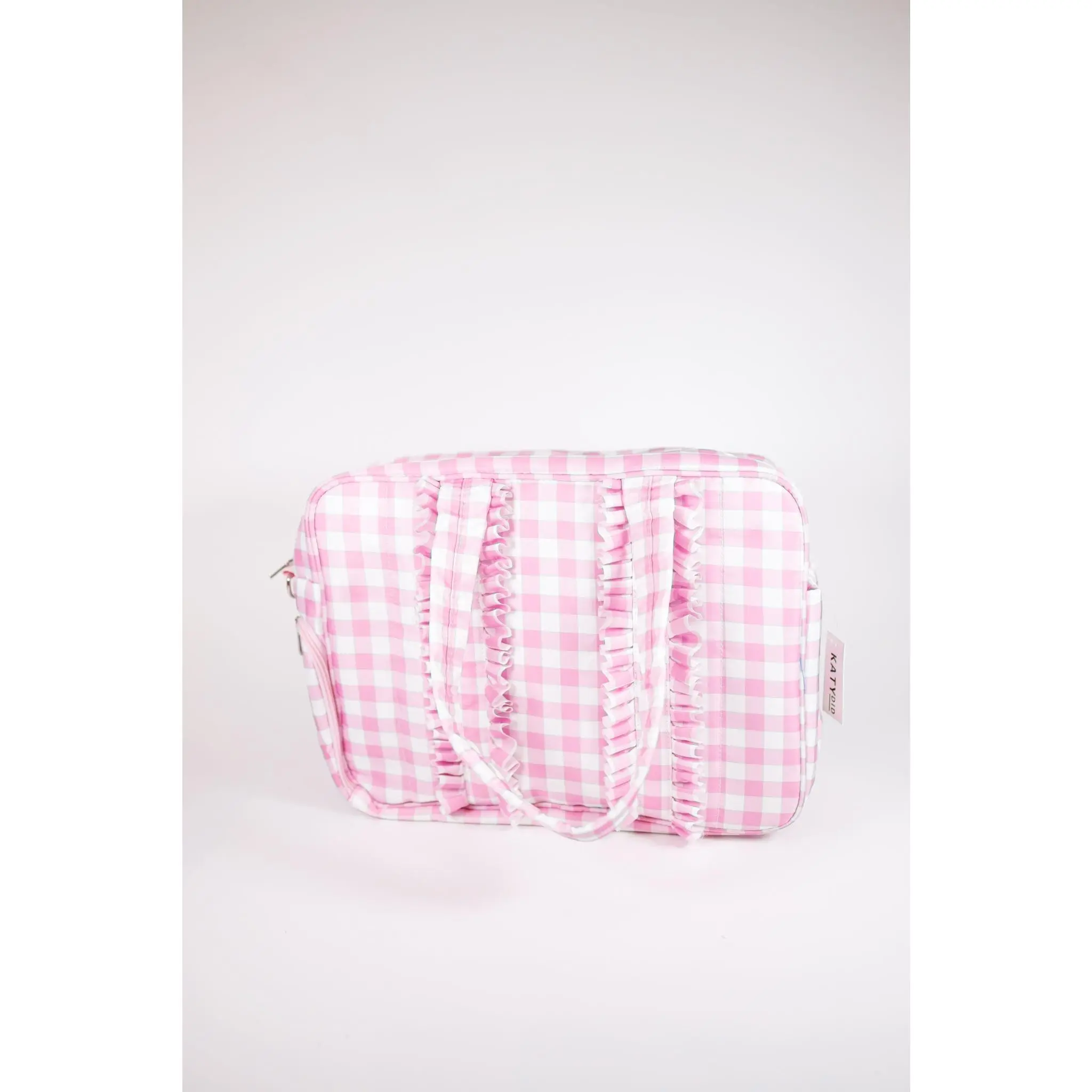 Light Pink Checkered Women's Duffle Bag