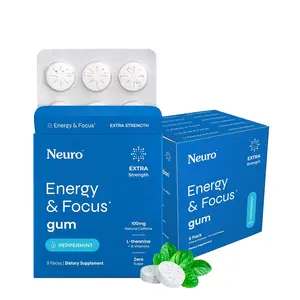 Neuro Extra Strength Energy Caffeine Gum/Mints for Energy & Focus - Sugar-Free with L-theanine, Caffeine, Vitamin B12 & Vitamin B6 - Peppermint Flavor