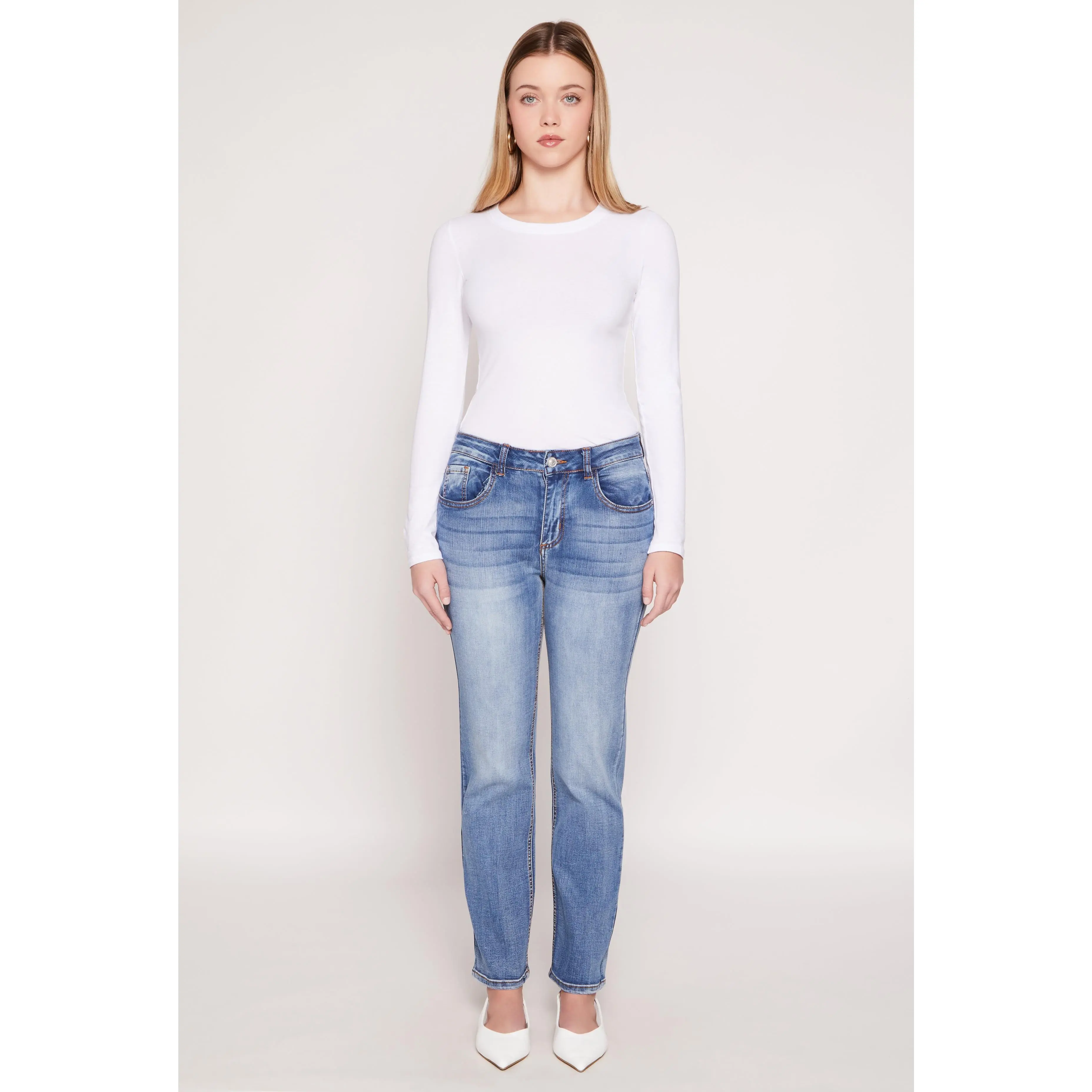 WAX Straight Leg Whiskered Jeans