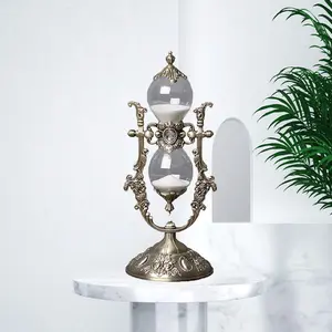 Sanduhr 15 Minuten,Hour Glass,Metal  Hourglass,Hourglass Decor, Hourglass with Sand Embossed Metal Hour Glass Timer,for  Desk Office Weddin Kitchen Timer (White Sand)