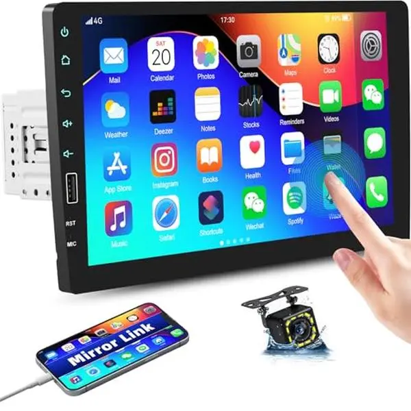 9-Inch 1080P Touch Screen Single Din Car Stereo with Mirrorlink, Bluetooth Hands-Free Calling, FM Radio, SWC, USB, EQ, Backup Camera Support - Car Accessories, Auto Parts Accessories, Accessories For Car