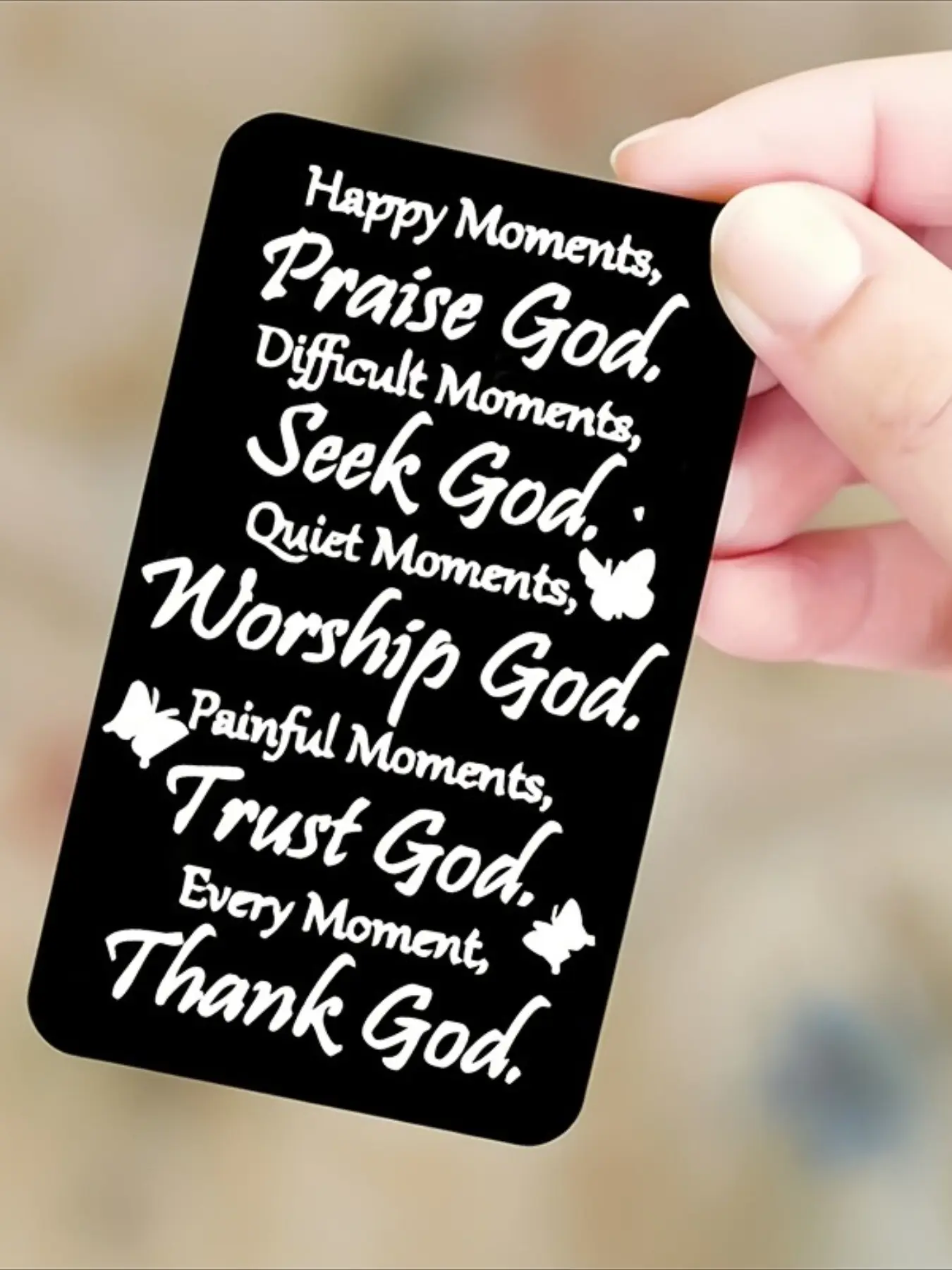 Inspirational Christian faith cards featuring the heartwarming message, “In moments of joy, praise God... In every moment, thank God.” Perfect as a comforting gift for birthdays, graduations, and Christmas—ideal for sons, daughters, and close friends.