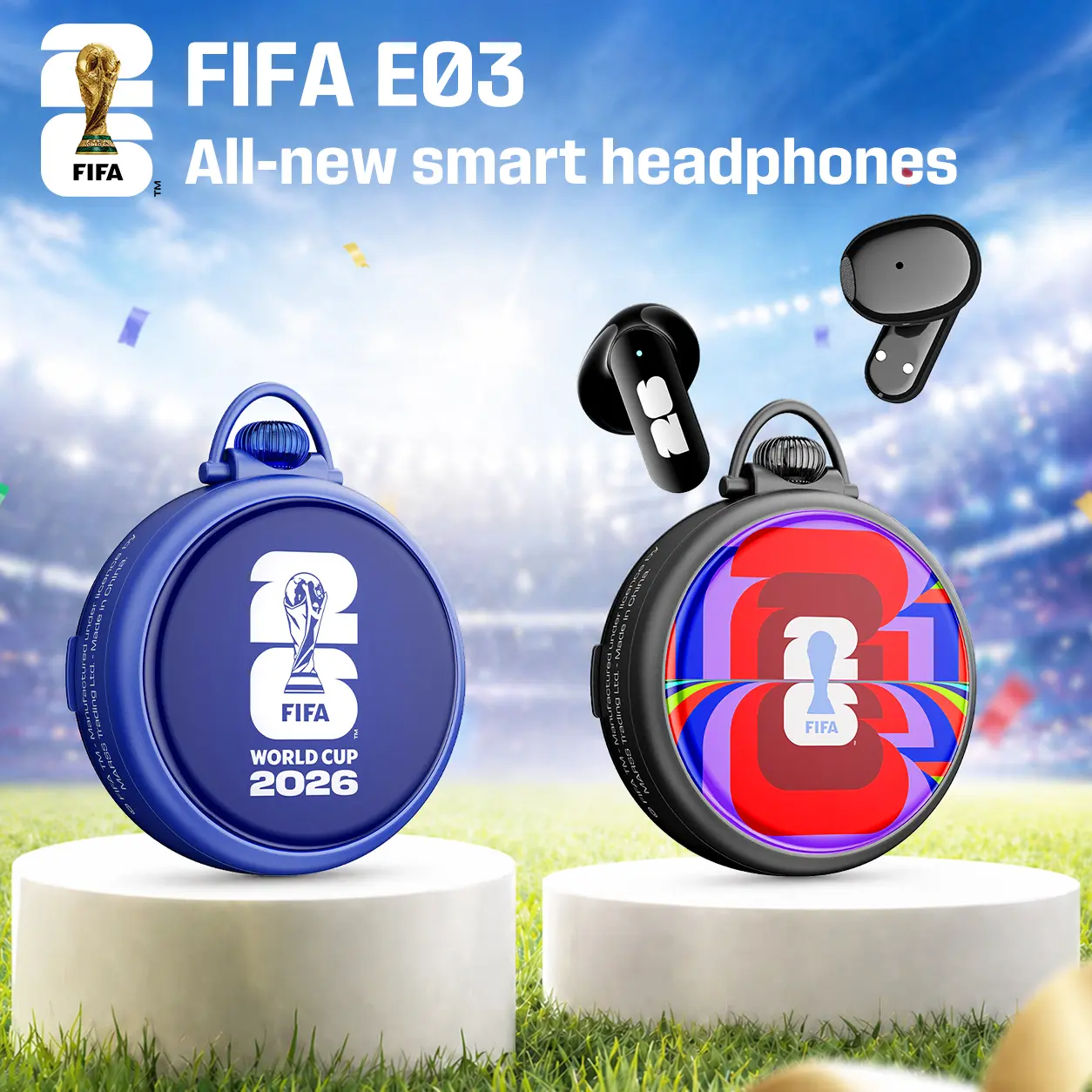 2026 FIFA World Cup OWS Earbuds, E03 Bluetooth 6.0 Headphones,  ​​World Cup Merchandise Gift, Hi-Fi Sound Quality HD Calls Wireless Earbuds, Suitable for Work, Sports, Sleep, and Study