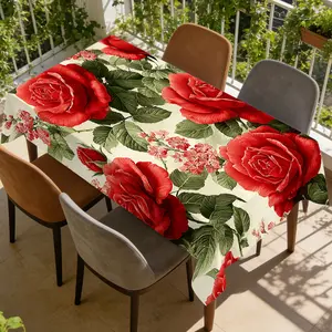 Mother's Day-1pc Elegant Floral Medley Round/Rectangular Tablecloth - Durable & Easy to Clean, Suitable for Square Table Buffet Stations, Restaurant Dining, Family Gatherings, Holiday Decor & Gifts