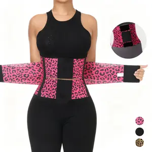 Women's Adjustable Waist Cincher, Velcro Belly Control Belt, High-Waisted Yoga Fitness Band, Leopard Print, Gym Running