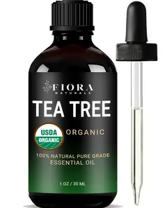 Fiora Naturals Tea Tree Essential Oil USDA Organic 100% Natural Pure Grade 1 oz 30 mL Serums