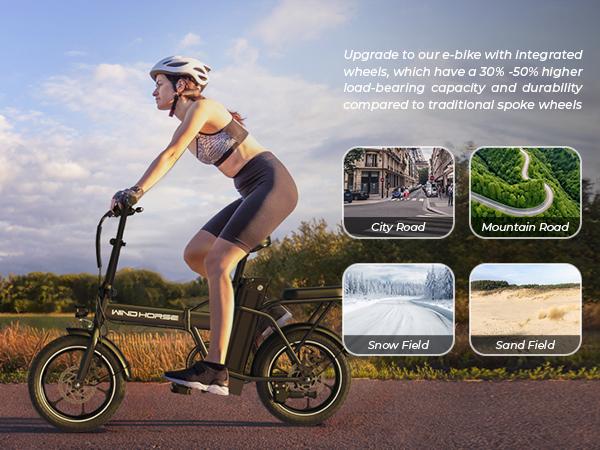 Windhorse W2A Lightweight Folding Electric City Commuter Bike – 16" Step-Over Ebike with Rear Seat, 20 MPH Max Speed, 35 Miles Range Fathersdaygift