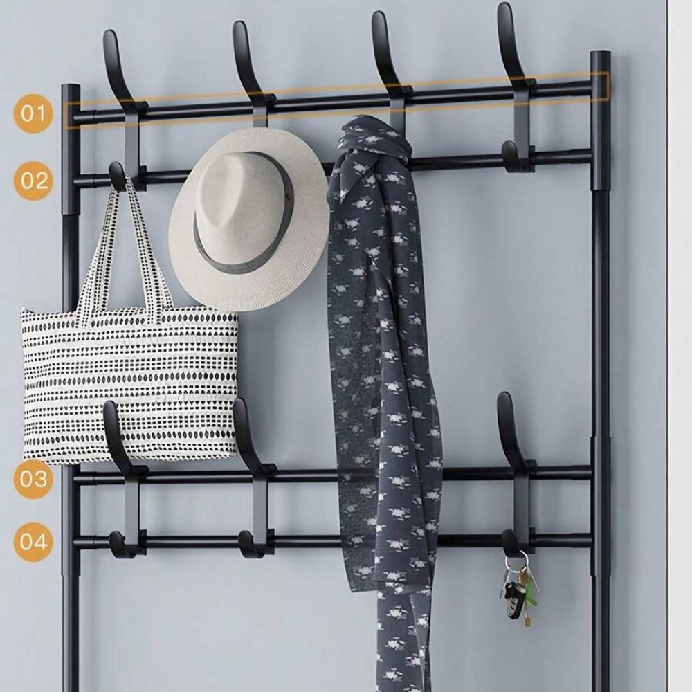 2026 Coat Rack with 8 Double Hooks 5 Layers Non-Woven Fabric Space-Saving Storage for Entryways Living Rooms Hallways Separate Shoe Rack Multicolor Iron Pipe 16 mm & 9.8 mm