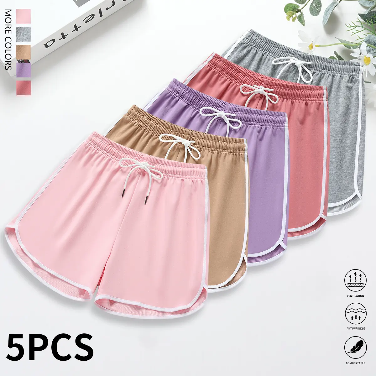 Pink + Khaki + Purple + Rose Red + Light Gray