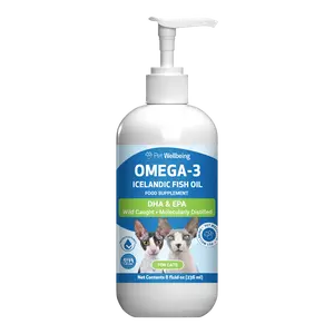 Pet Wellbeing Omega-3 Icelandic Fish Oil for Cats - Wild-Caught, Cold-Water Fish, Healthy Skin and Coat, Joint Health and Mobility, Fatty Acids, Anchovies, Sardines - EPA, DHA - 8 fl oz (236 ml)