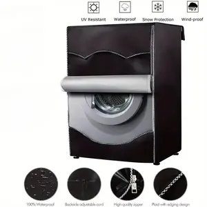 Washing Machine Cover,Premium Outdoor Protection For Most Washer Dryer Cover - W21.6”x D23.6”x H34” (Black)
