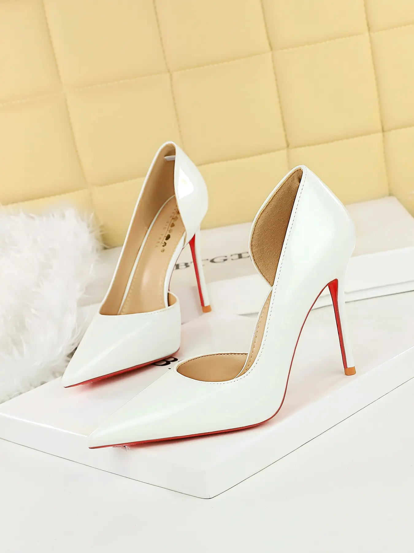 Stylish Women's High Heeled Shoes, Slingback Stiletto Heels, Minimalist Slingback Pumps, European Style Patent Leather, Elegant Party Shoes Hollow Side Design, Classy Fashion Slimming Look, Exquisite Heels for Parties and Events
