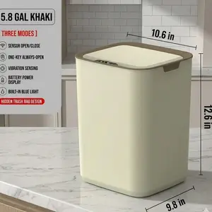 22L (5.8 Gal) Automatic Touchless Motion Sensor Trash Can - Auto-Open Bin with Silent Smooth Close System, Minimalist Modern Easy-to-Clean Design, Ideal for Bathroom & Kitchen Home Bathroom Supplies Gadget