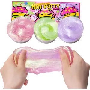 3 Pack Sparkling Set Putty Slime - Non-Newtonian Fluid Putty (3x40g) with Metallic Sheen, Stress Relief, Birthday Gifts for Kids,Party Favor for Girls & Boys,Non-Sticky & Safe