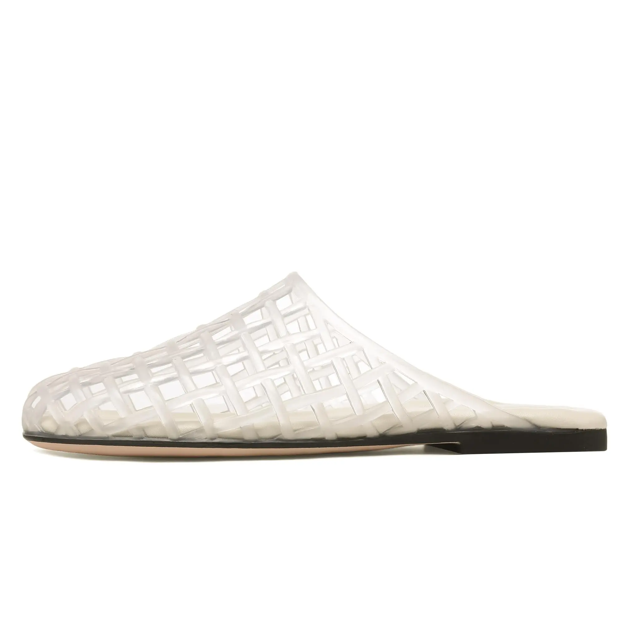 Jelly Slides Shoes for Women Slip On Clear Mesh Flats Closed Toe Jelly Sandals Mules Comfort Summer Slippers