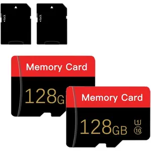 2 Pack  Memory Card 128 GB with Adapter, C10/U1/UHS-I/A1 TransFlash Card, TF Card for Smartphone, Tablet, Camera, Drone, Personal  (Red 128GB*2-U1)