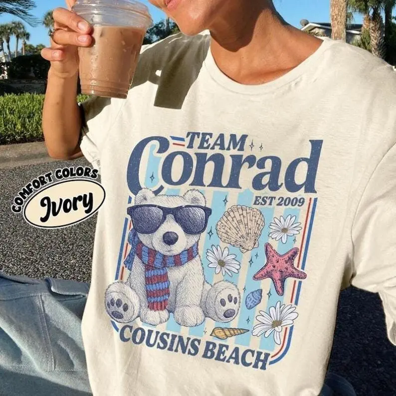 Comfort Colors Team Conrad Junior Mint Bear , Cousins Beach  Summer Beach Tee, Summer I Turned Pretty Cousins, Team Conrad, TSITP Movie