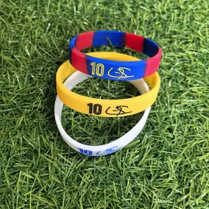 Soccer Number 10 Rubber Wristbands (circumference 19cm ,diameter 6cm) A pack of 3 +1 mysterious little gift