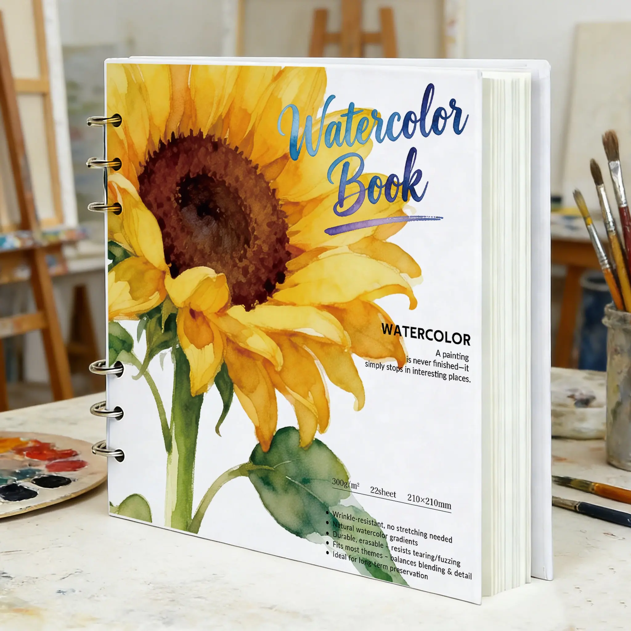 300gsm Watercolor Paper Sketchbook, Spiral Bound Watercolor Book with Vibrant Plant Cover, 22 Acid-Free Pages, Art Drawing Diary, Easter Mother's Day Gift Notebook, Perfect Gift Choice