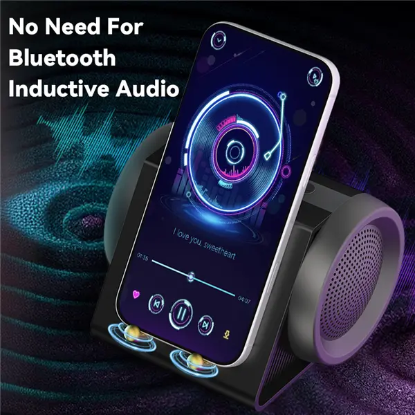 Wireless Induction Audio Phone Stand Speaker with Built-in Battery, No Bluetooth Needed, HD Surround Subwoofer Home Amplifier, Portable Stand-Mount Holder for Phone Users (Video Watching, Music Playback)