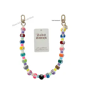 Gold Blush Dopamine Beaded Bag Chain – Colorful Beaded Purse Strap, Aesthetic Handbag Chain, Trendy Bag Charm Accessory