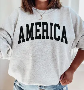 America Sweatshirt, Vintage Style Aesthetic USA Crewneck Trendy Varsity Style America Crewneck July 4th Unisex Sweatshirt