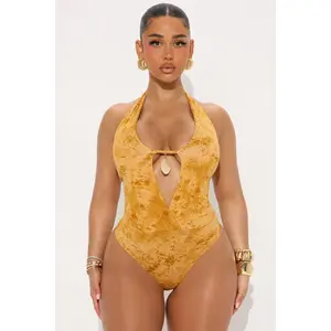 Coral City Halter Bodysuit - Mustard