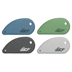 Slice Safety Cutter Neutrals 4 Pack  Micro-Ceramic Blade Magnetic Keychain Friendly Dishwasher Safe for Packaging & More