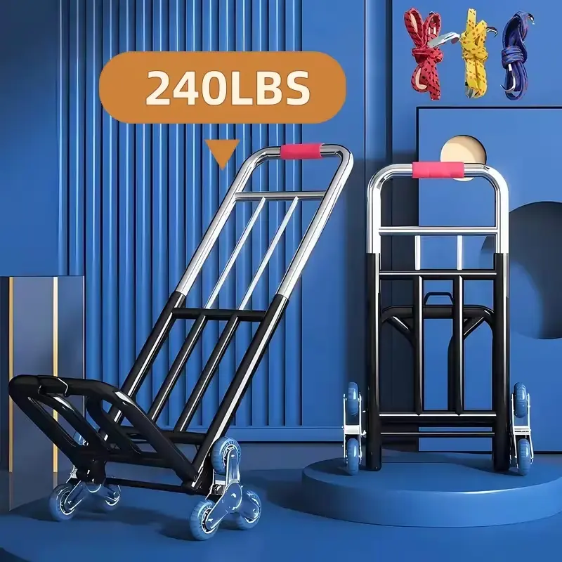 Heavy-Duty Folding Hand Truck with Adjustable Buckle Gear, Stair-Climbing Wheels, and Portable Lift Hand Truck for Transport and Shopping, Foldable Hand Truck house