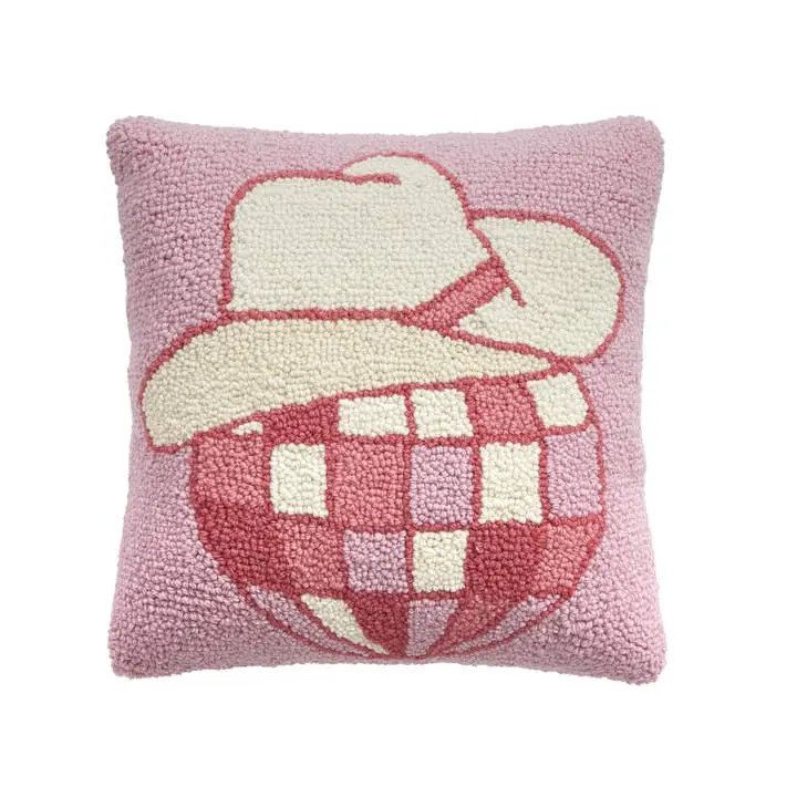 Peking Handicraft 30AV384C14SQ 14 x 14 in. Cowboy Disco Ball Poly Fill Hook Pillow, Multi Color