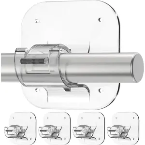 No Drill Curtain Rods for Windows – Renter Friendly, Self-Adhesive Curtain Rod Holder Easy Install, Adjustable Brackets, Supports Up to 20 Pounds, for Kitchen, Bedroom, and BathroomQuesear