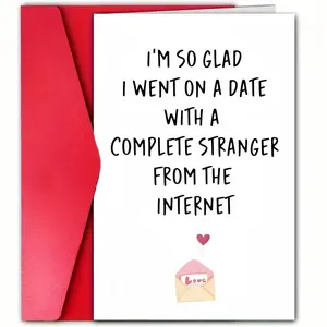 Humorous Valentine's Day Greeting Card with Envelope, Humorous Message, 1 Count Witty Funny Romantic Love Card for Him or Her, Unique Love Note