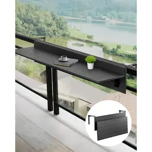 Father's Day Gift VEVOR Balcony Hanging Table, 31.5 x 12 inch Folding Balcony Railing Table, Outdoor Bar Table, 50 lbs Loading, Fit Railing from 1" to 4.3", Serving for Patio & Deck