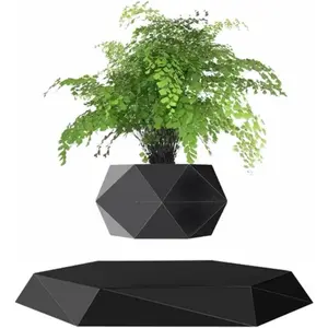 Levitating Flower Pot Air Bonsai Black Hexagon Suspension Floating  Pot 360  Rotation Pot  and Office Desk Decor